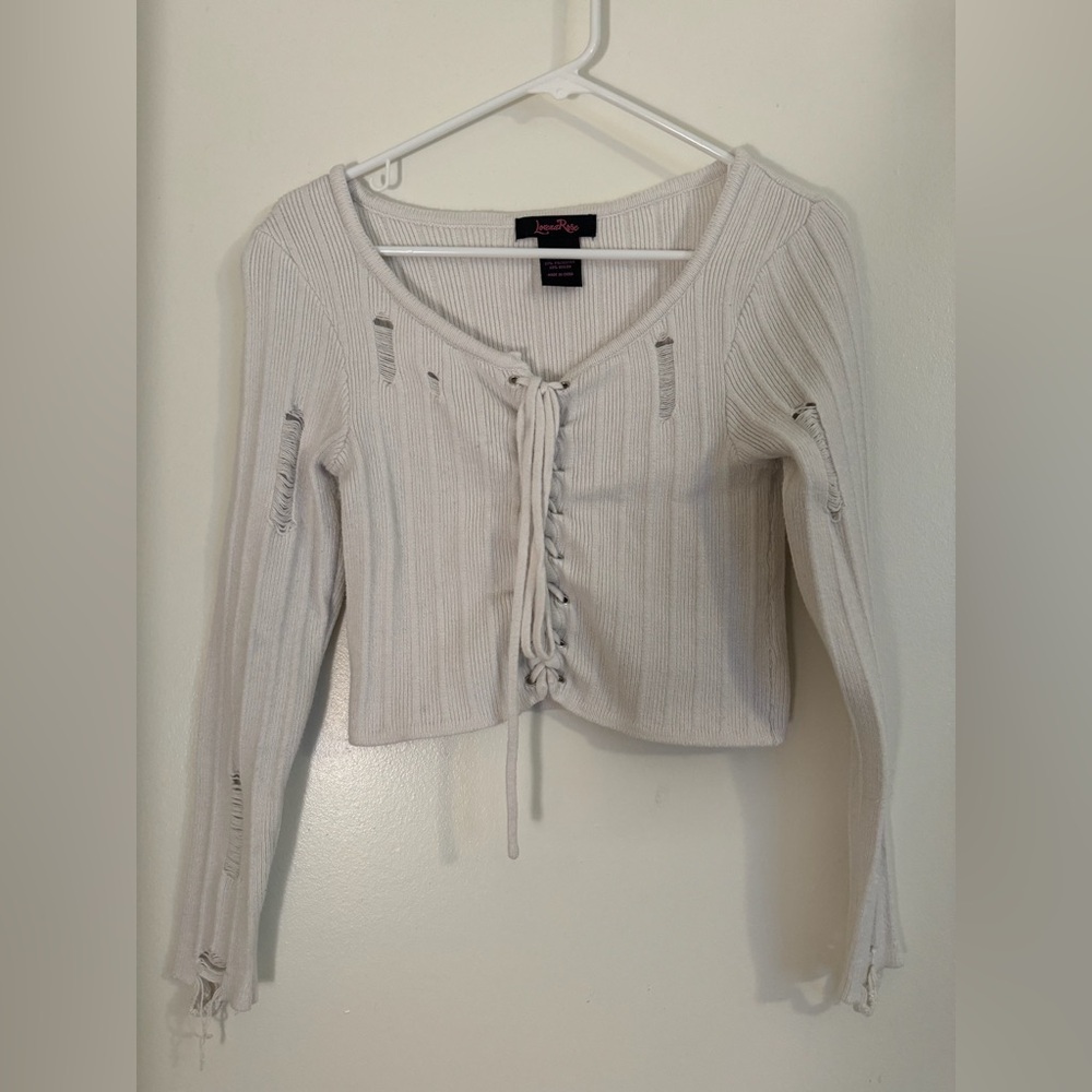 White Tie-Up Long Sleeve
